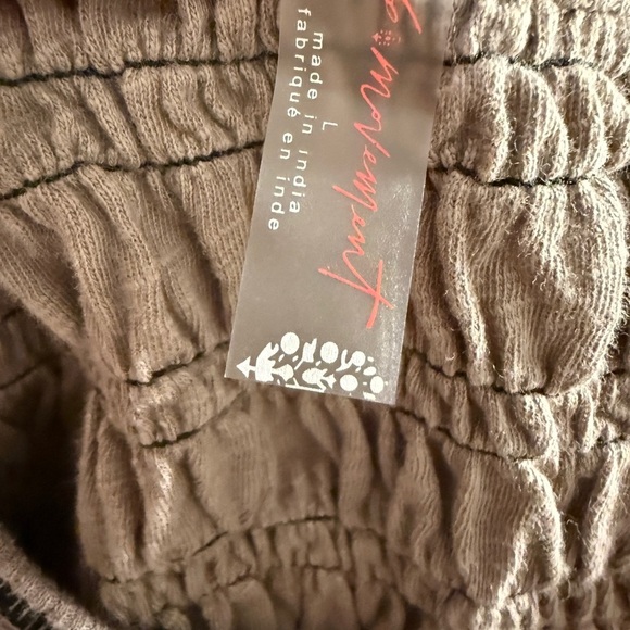 FP Movement by Free People Beige and Black Smocked Tank Top - Size L - Picture 2 of 4